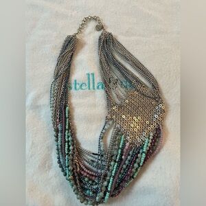 Stella & Dot Silver and Multicolor Beaded Necklace